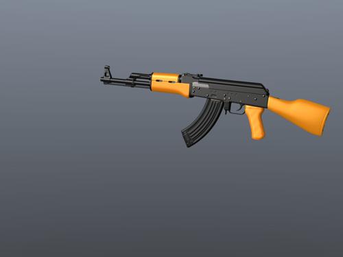 High-poly AK-47 Textured preview image